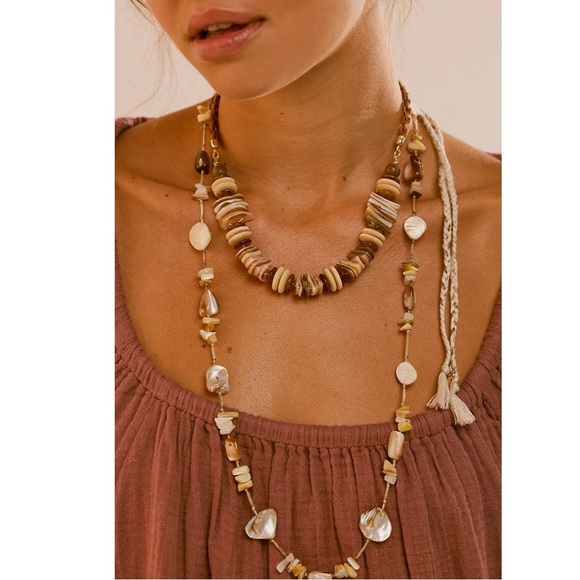 Free People Isabella Choker Necklace Neutral Natural Bohemian Beach Summer NWT - Picture 13 of 16